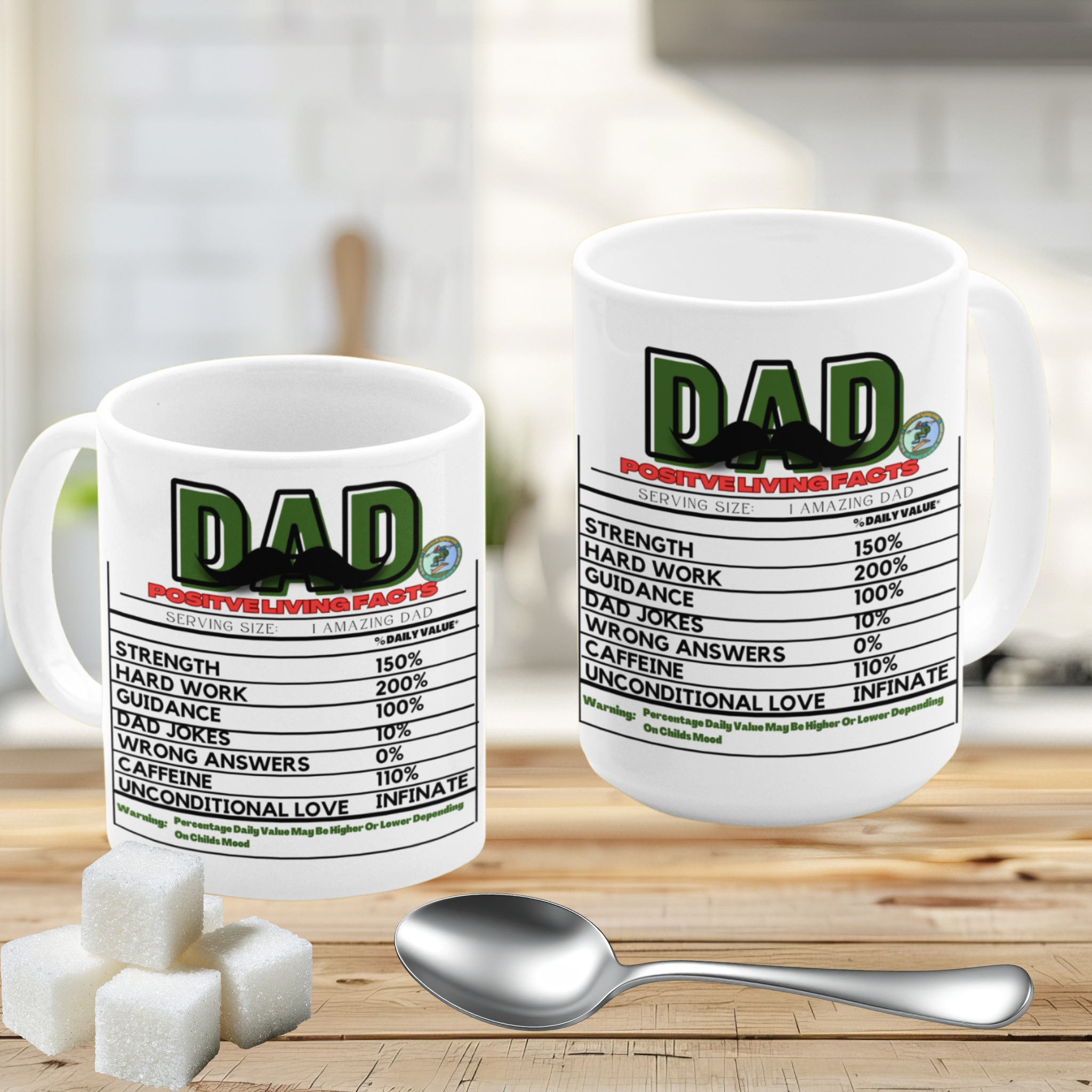 everwellaging.com-Dad Positive Living Facts...11oz or 15oz mug. Perfect Gift For The Perfect Dad!