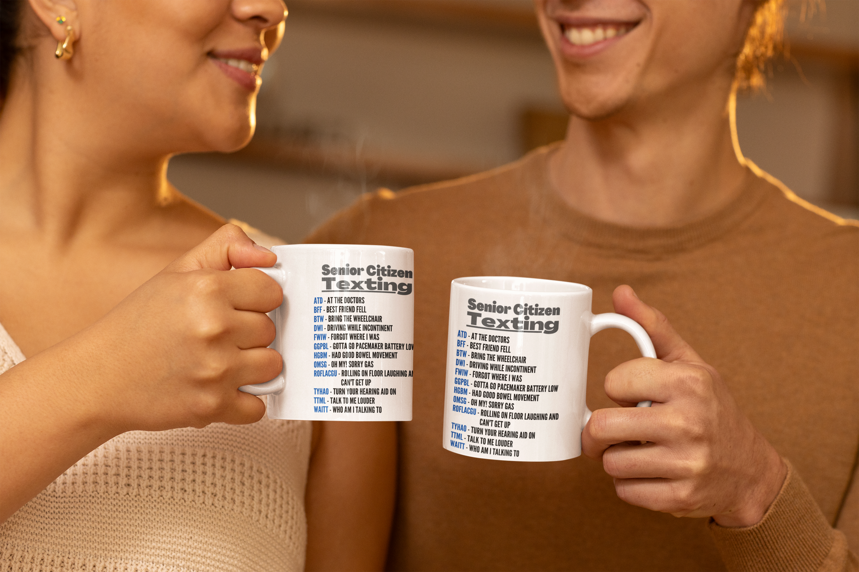 "Seniors 11oz or 15oz mug "Senior Citizen Texting"